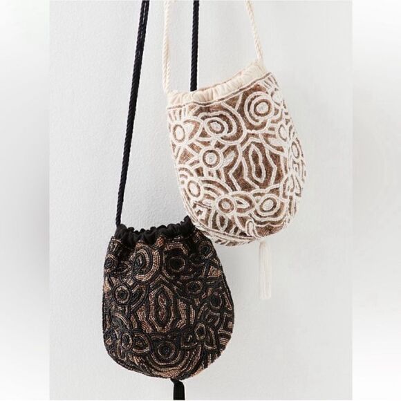 Free People Black Beaded Bucket Bag - Picture 7 of 7